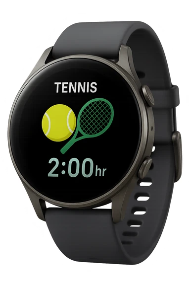 smartwatch con modalità attiva di tennis che segna 2 ore di tennis, REALISTICA 4K sticker
