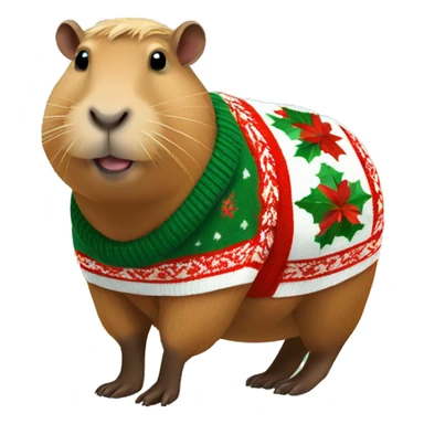 Capybara wearing Christmas sweater sticker