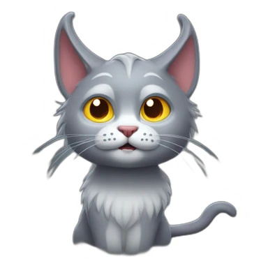 Pixar long hair cat grey devil horns sticker