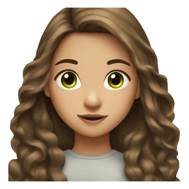 A girl with long brown hair. green eyes. Sweet and beautiful sticker
