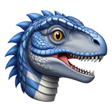 Gray velociraptor with a blue stripe sticker