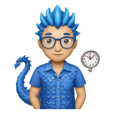 blue dragon with shirt and glasses sticker