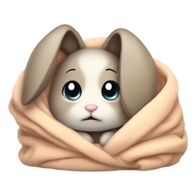 crying cute blanket bunny sticker