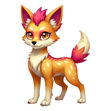 Vibrant edgy badass cool Falvie-Fionbri-creature-sparkle-canine-fursona, full body, with random markings sticker