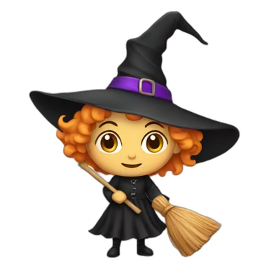 witch with broom sticker