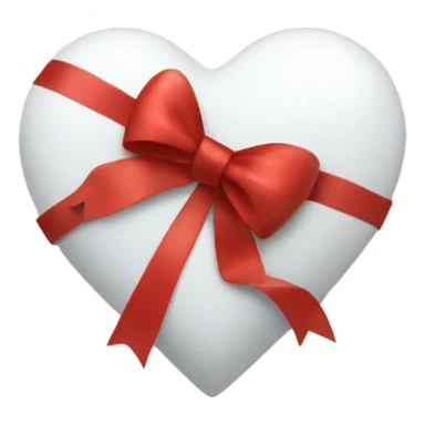 White heart wrapped with red ribbon and bow sticker