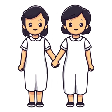 two women friends side by side, friendly, cheerful sticker