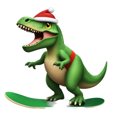 Dinosaur riding a skateboard saying merry Christmas  sticker