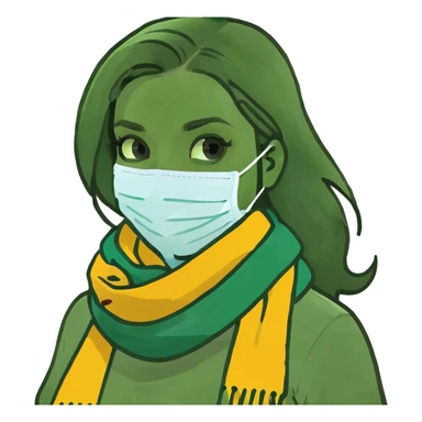 Girl with face mask sticker