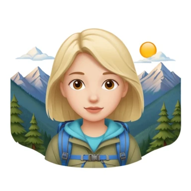 girl back packing mountains background  sticker