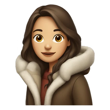 winter christmas coat, hispanic, long brown hair, girl, brown eyes, fair skin  sticker