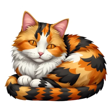 full body colourful light patched calico tabby cat sleeping sticker