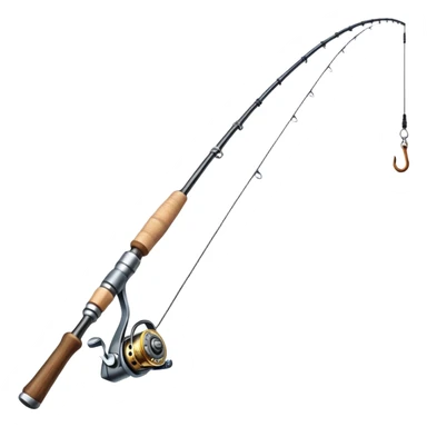 fishing rod with line and hook sticker