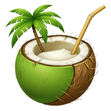 Green Coconut with straw sticker