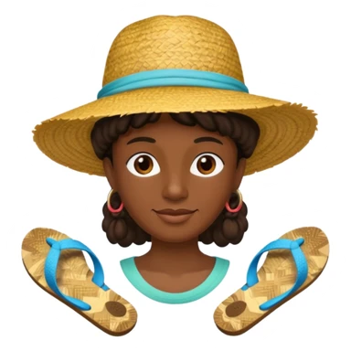 Visage.  Créole réunionnais ti jean chapeau paille savate  au pieds  sticker