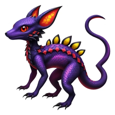 Scaley Exotic Salandit-Noibat-Umbreon-Fakémon-hybrid-creature (full body)  sticker
