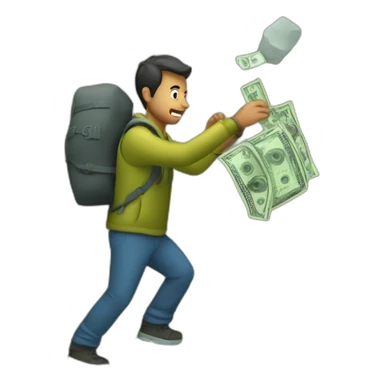 Extracting money from a big mountain sticker