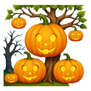Tree happy Halloween pumpkins laugh  sticker