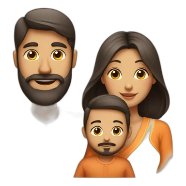 A family with Indian dad with beard and Chinese wife and light tanned baby sticker