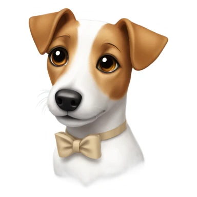 Jack russell terrier with a beige bow on his neck sticker