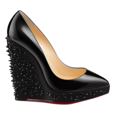 CHRISTIAN LOUBOUTIN UNE PLUME BLK PATENT WEDGE sticker