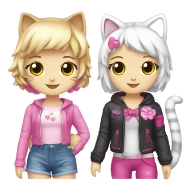 hello kitty and catgirl sticker