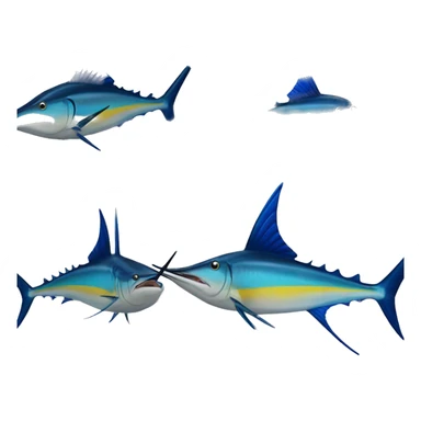 Yellow and blue point nosed marlin turning sticker