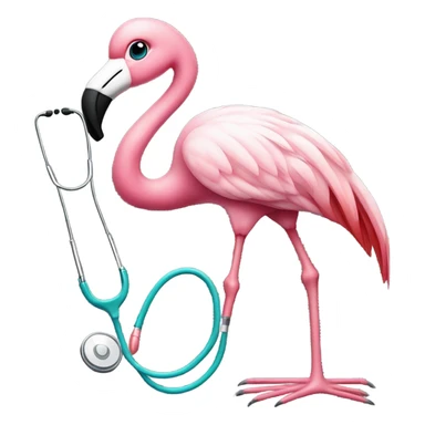 Flamingo wearing a stethoscope sticker