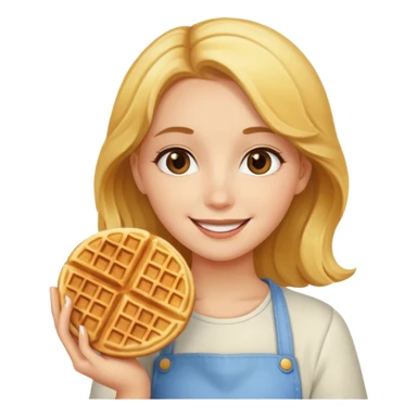 A happy girl with waffle in hand sticker
