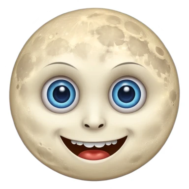 Full moon with big blue glaring eyes and a creepy smile sticker
