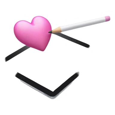 Ipad pro with apple pencil, pink heart on the screen  sticker