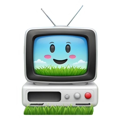 White tv with emoji landscape  sticker
