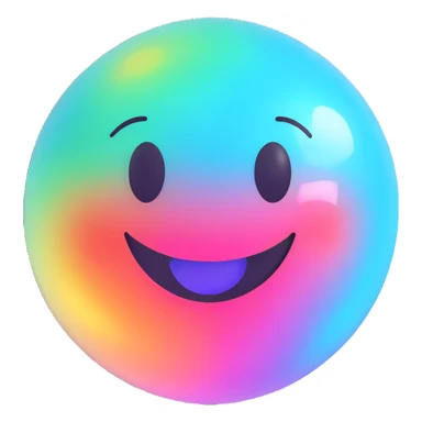 Floating holographic orb with a soft glow — a little futuristic, with a smiling face projected onto the surface. sticker