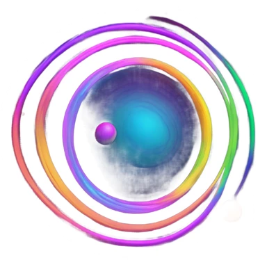 Neon rainbow planet with rings glowing  sticker