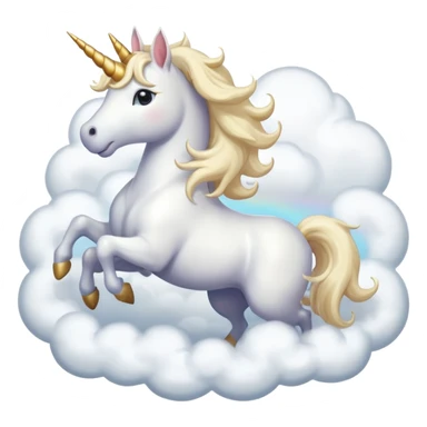 A unicorn flying through clouds, smiling dreamily, portrait, bust up sticker
