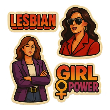 lesbian sticker pack - women who made it for women who love women - bossy dominative style, mood: bold sticker