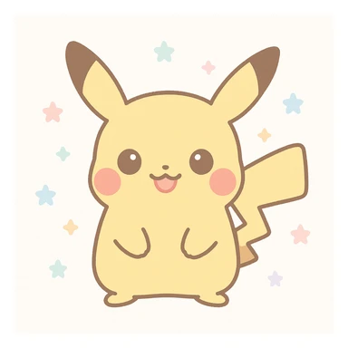 pikachu from pokémon, cute yellow mouse with pointy ears and red cheeks sticker