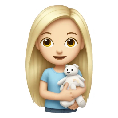 little white girl with baby plushy sticker