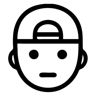 minimalistic face with a backwards baseball cap, flat design, suitable for app icon sticker