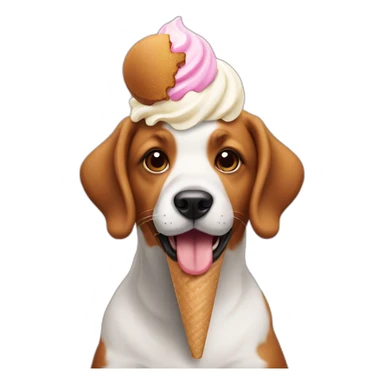 Dog eating an ice cream sticker
