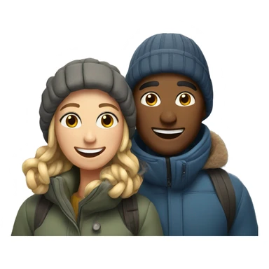 happy couple outdoors in snow sticker