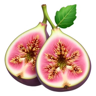 Please create a emoji of a cross-section of a fig with a small leaf sticker