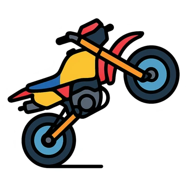 supermotard motorcycle performing a wheelie, colored icon sticker