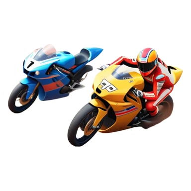 A sleek racing car and motorcycle speeding on a track, leaving a trail of dust behind. The scene captures the thrill of high-speed competition, with blurred motion and vibrant colors, highlighting the dynamic energy of motorsport. sticker