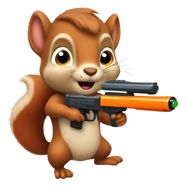 Squirrel with nerf gun sticker