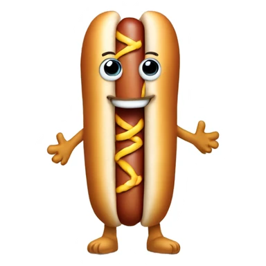 Hot dog wearing a shirt and feet and arms sticker