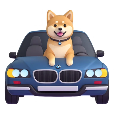 shiba inu sitting inside a BMW car sticker