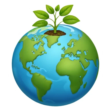 globe with a sprouting plant emoji, representing environmental care sticker