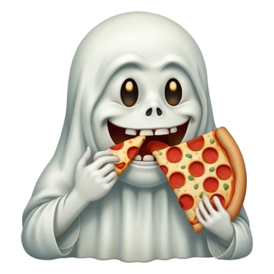 saddest crying ghost eating pizza big teeth sticker