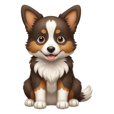 собака породи ауссі триколор з передніми білими лапками грається sticker